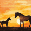 Horse Sunset Silhouette Diamond Painting