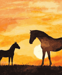 Horse Sunset Silhouette Diamond Painting