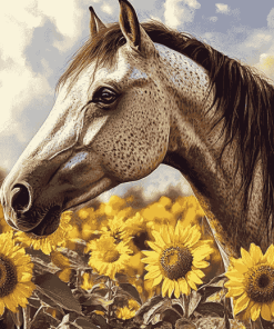 Horse with Sunflowers Diamond Painting