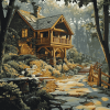 House in Forest Diamond Painting