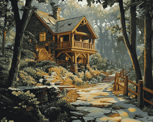 House in Forest Diamond Painting