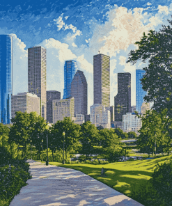 Houston Skyline in Texas Diamond Painting