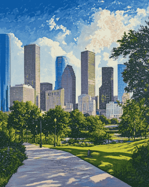 Houston Skyline in Texas Diamond Painting