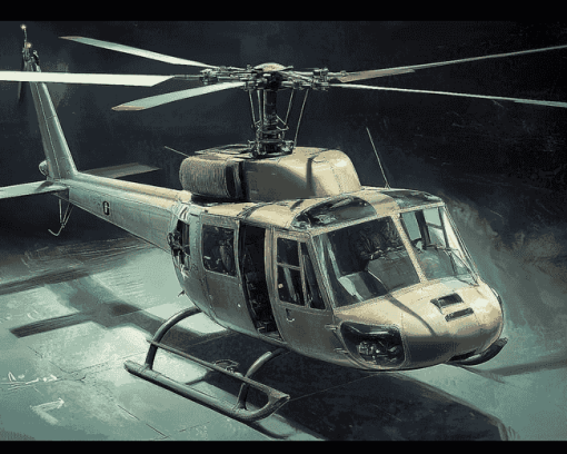 Huey Helicopter Aircraft Diamond Painting