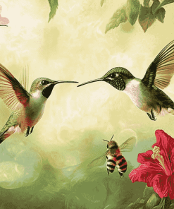 Hummingbird and Bee Nature Diamond Painting