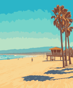 Huntington Beach Seascape Diamond Painting