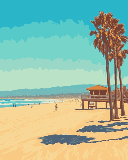 Huntington Beach Seascape Diamond Painting