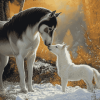 Husky and Dapple Horse Animals Diamond Painting