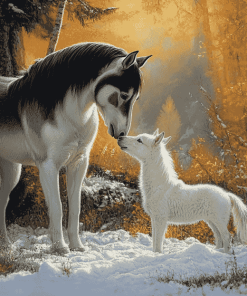 Husky and Dapple Horse Animals Diamond Painting