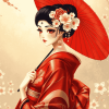 Japanese Geisha Cartoon Diamond Painting