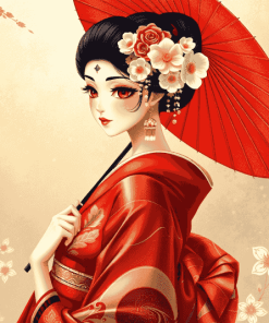 Japanese Geisha Cartoon Diamond Painting