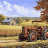 John Sloane Rusty Tractor Scene Diamond Painting