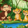 Jungle Animals Cartoon Diamond Painting