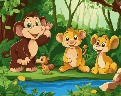 Jungle Animals Cartoon Diamond Painting