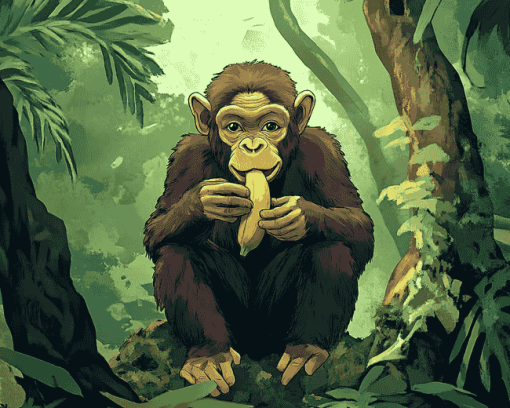 Jungle Monkey Banana Fun Diamond Painting