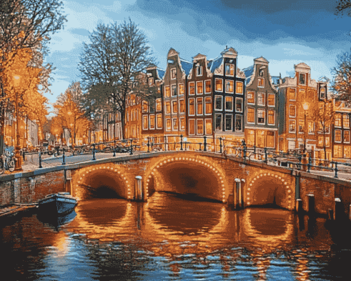 Keizersgracht Amsterdam Cityscape Diamond Painting