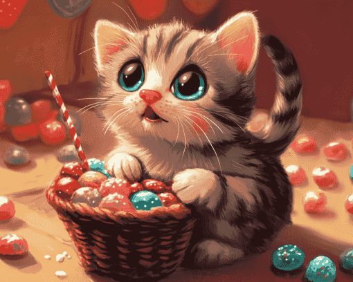 Kitten and Cartoons Diamond Painting