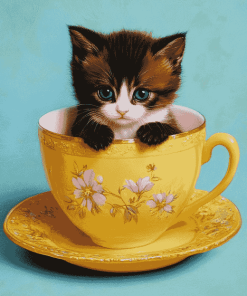 Kitty in a Cup Diamond Painting