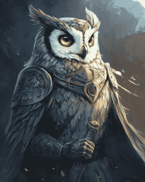 Knight Owl Warrior Diamond Painting