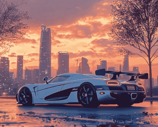 Koenigsegg Agera Sunset View Diamond Painting