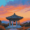 Korean Bell at Sunset Diamond Painting