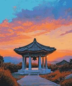 Korean Bell at Sunset Diamond Painting