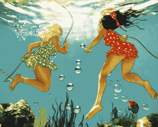 Ladies Underwater Animation Diamond Painting