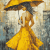 Ladies with Yellow Umbrella Diamond Painting