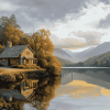 Lakeview English Cottage Diamond Painting