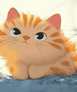 Large Fluffy Cartoon Cat Diamond Painting