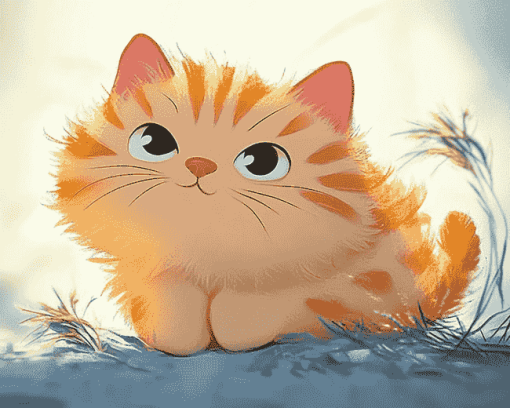 Large Fluffy Cartoon Cat Diamond Painting