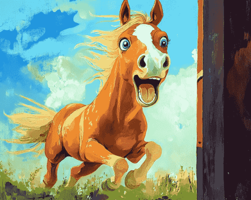 Laughing Horse Brown Diamond Painting