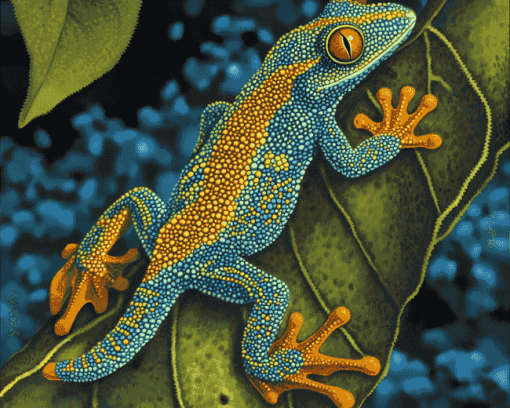 Leaf-Inspired Frog and Gecko Diamond Painting