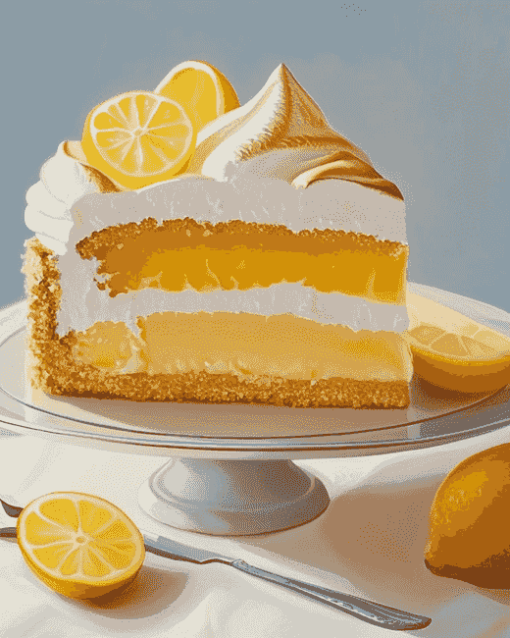 Lemon Meringue Cake Delight Diamond Painting