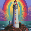 Lighthouse Rainbow Scene Diamond Painting