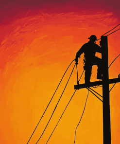 Lineman at Sunset Diamond Painting