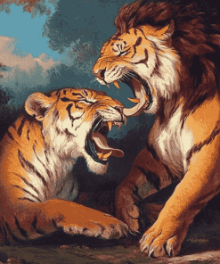 Lion vs Tiger Wildlife Diamond Painting