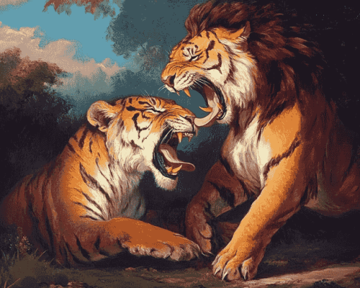 Lion vs Tiger Wildlife Diamond Painting