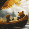 Little Boy and Bear Adventure Diamond Painting