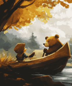 Little Boy and Bear Adventure Diamond Painting