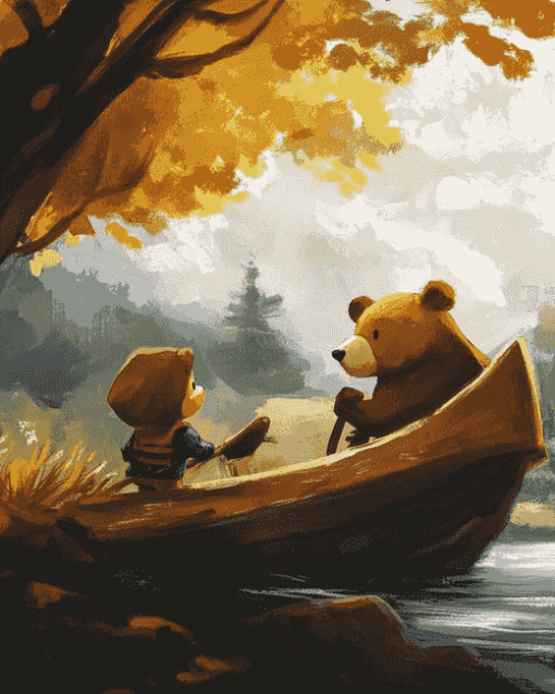 Little Boy and Bear Adventure Diamond Painting