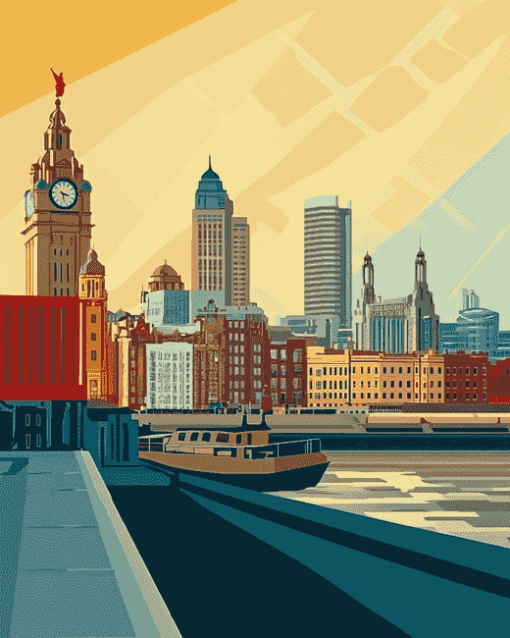 Liverpool Skyline Cities Diamond Painting