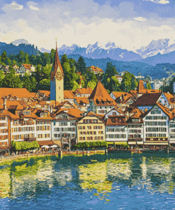 Lucerne Cityscape Switzerland Diamond Painting