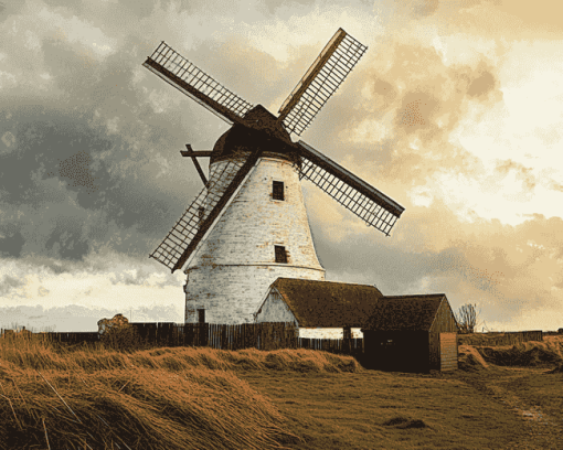 Lytham Windmill Landscape Diamond Painting