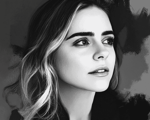 Mae Whitman Black and White Diamond Painting