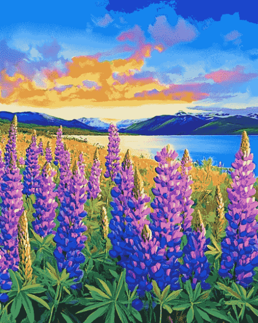 Majestic Lupine Fields Diamond Painting