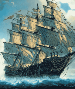 Majestic Rigged Ship Diamond Painting