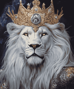 Majestic White Lion Fantasy Diamond Painting