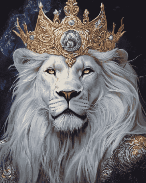 Majestic White Lion Fantasy Diamond Painting