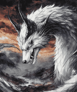 Majestic Wolf Dragon Fantasy Diamond Painting